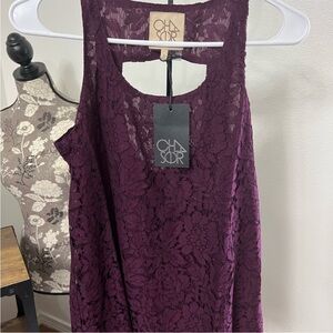 Women's Chaser Lace Tank Top Deep Purple